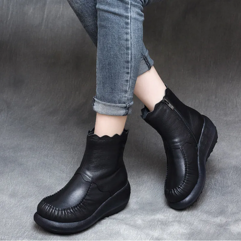 Autumn Winter  Waterproof Handmade Retro Wedge Boots