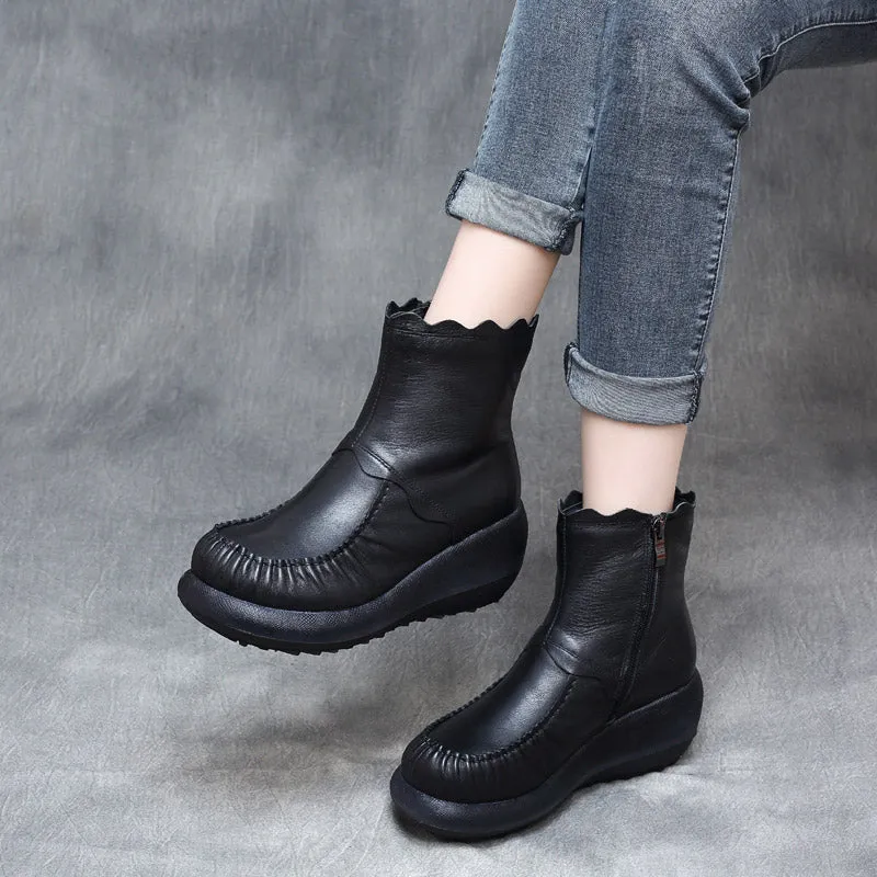 Autumn Winter  Waterproof Handmade Retro Wedge Boots