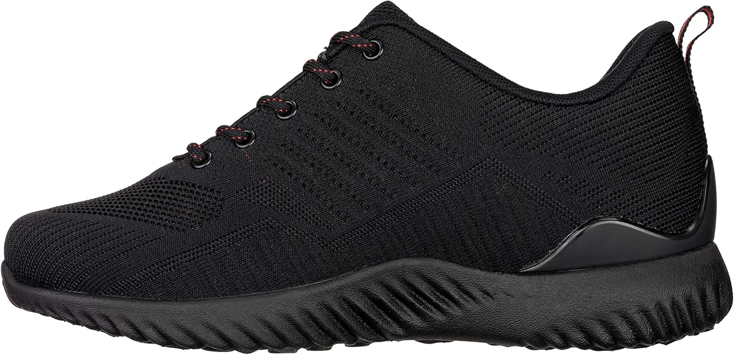 CALTO Men's Invisible Height Increasing Elevator Shoes - Black/Red Ultra Lightweight Sporty Sneakers - 2.6 Inches Taller - Q211 - Size 13 D(M) US