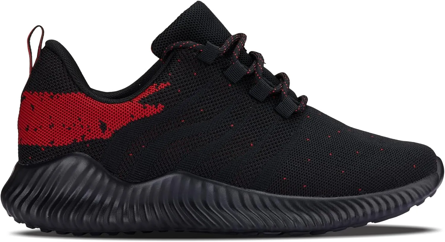 CALTO Men's Invisible Height Increasing Elevator Shoes - Black/Red Ultra Lightweight Sporty Sneakers - 2.8 Inches Taller - Q215 - Size 10 D(M) US