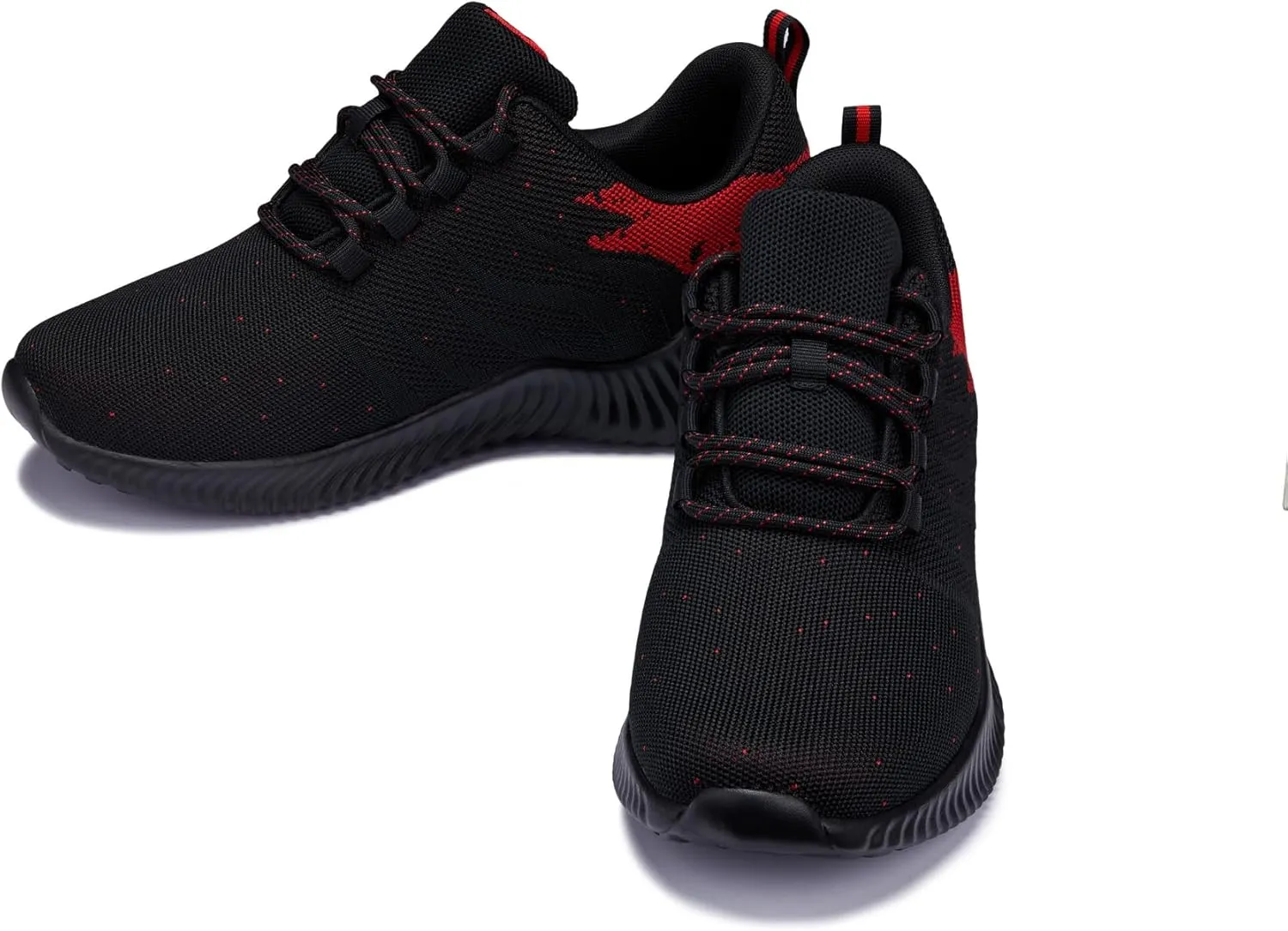 CALTO Men's Invisible Height Increasing Elevator Shoes - Black/Red Ultra Lightweight Sporty Sneakers - 2.8 Inches Taller - Q215 - Size 10 D(M) US