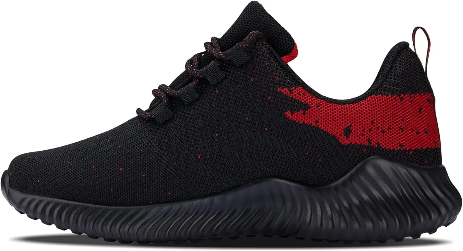 CALTO Men's Invisible Height Increasing Elevator Shoes - Black/Red Ultra Lightweight Sporty Sneakers - 2.8 Inches Taller - Q215 - Size 10 D(M) US