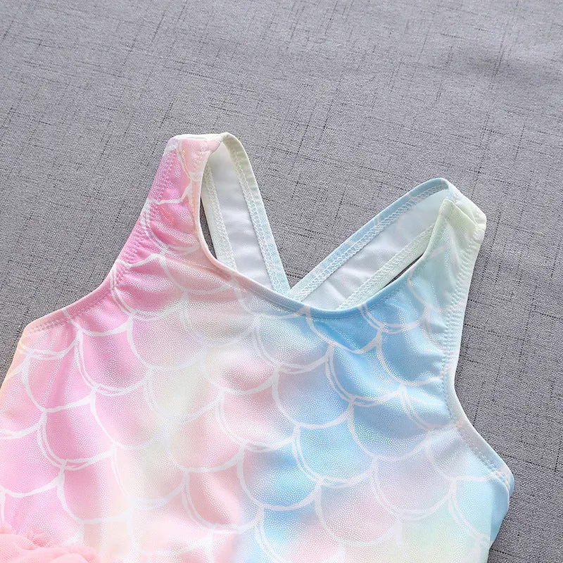 Cross-Border Girls' One-Piece Lace Swimsuit Children's Clothing Cute Swimwear