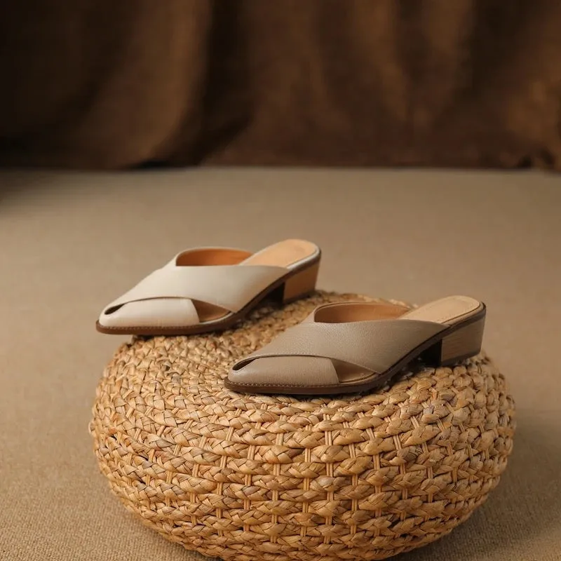 Elegant Women's Genuine Leather Mules