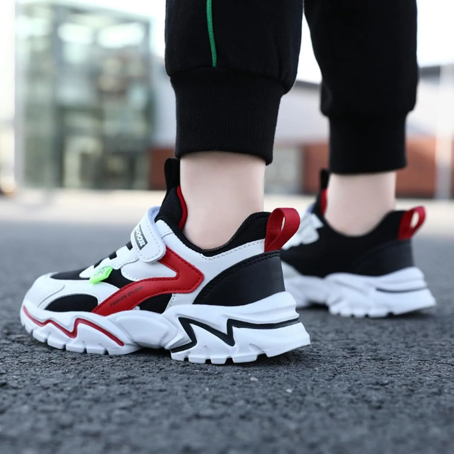 Girls Lightweight Sneakers Boys Spring Summer Autumn and Winter Mesh Breathable Adjustable Soft Anti-Slip Sole PU Shoes