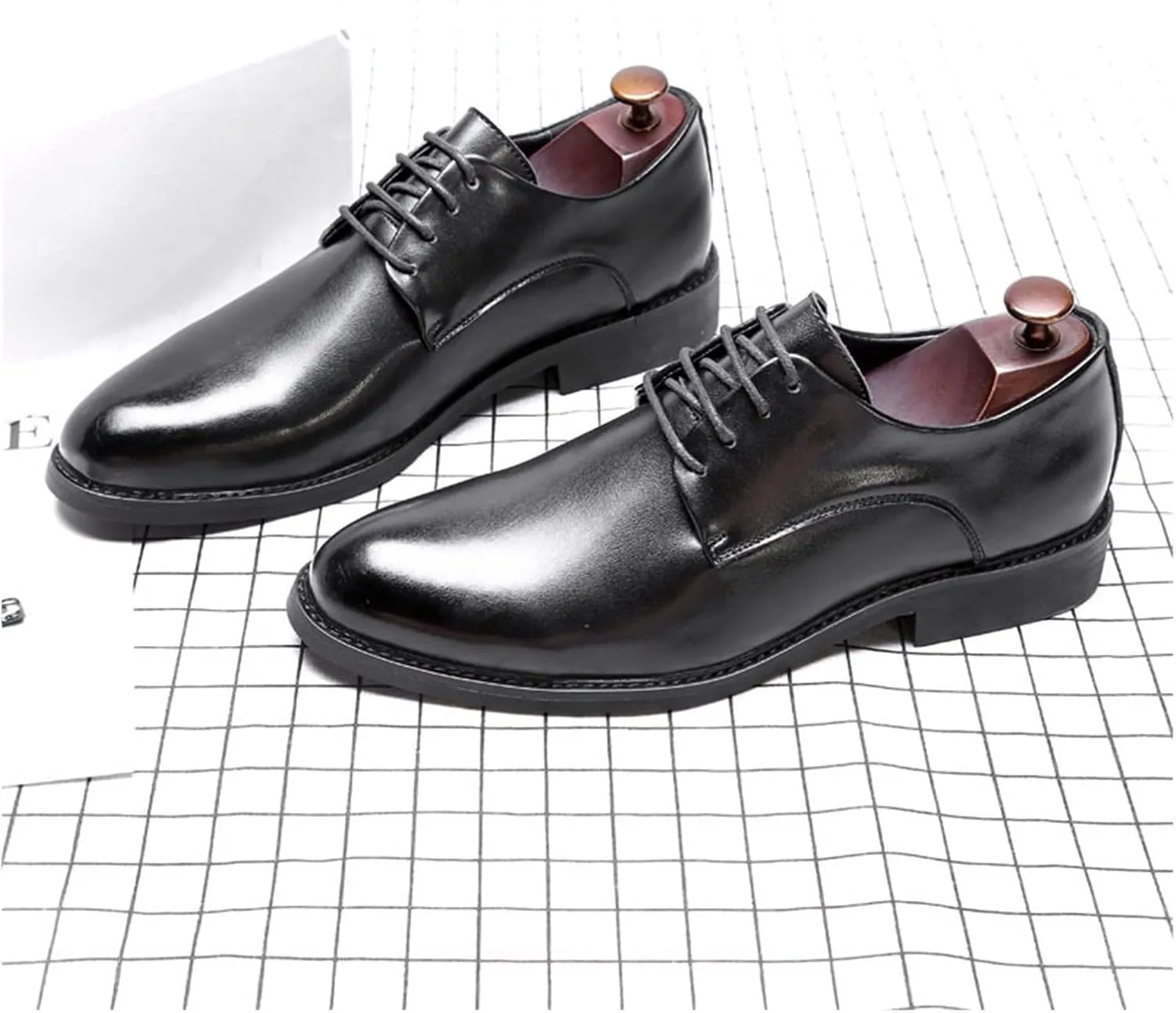 HASMI Spring and Autumn Casual Business Leather Shoes England Breathable Dress Shoes Men's Pointed Toe Leather Wedding Shoes