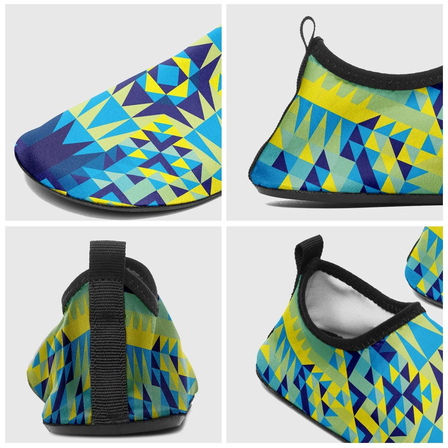 Kaleidoscope Jaune Bleu Kid's Sockamoccs Slip On Shoes