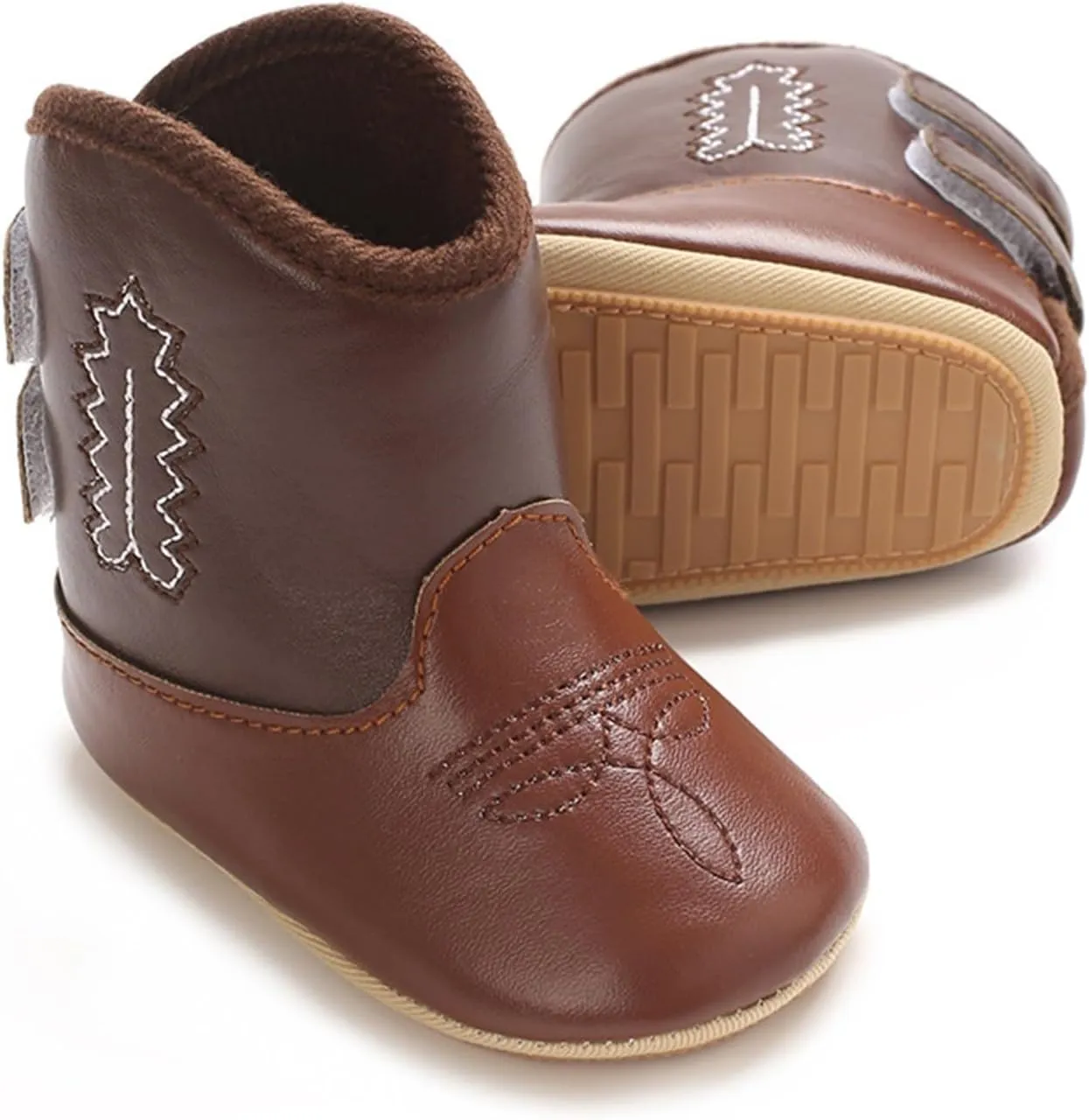 Leather Cowboy Booties Soft Sole Non Slip Shoes for Baby Infant Western Baby Girl Shoes Country Boots for Baby Boy