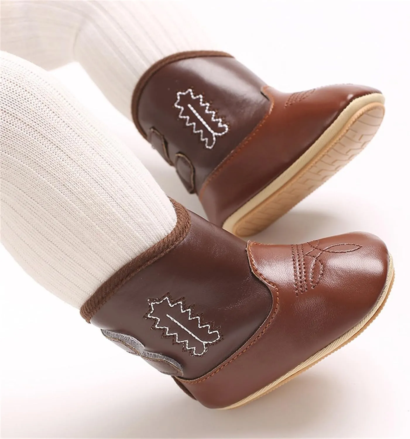 Leather Cowboy Booties Soft Sole Non Slip Shoes for Baby Infant Western Baby Girl Shoes Country Boots for Baby Boy
