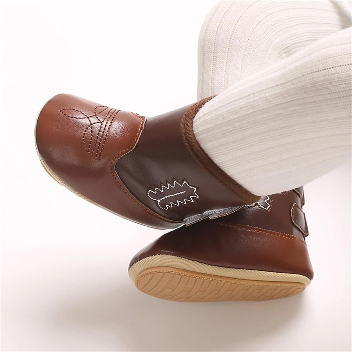 Leather Cowboy Booties Soft Sole Non Slip Shoes for Baby Infant Western Baby Girl Shoes Country Boots for Baby Boy