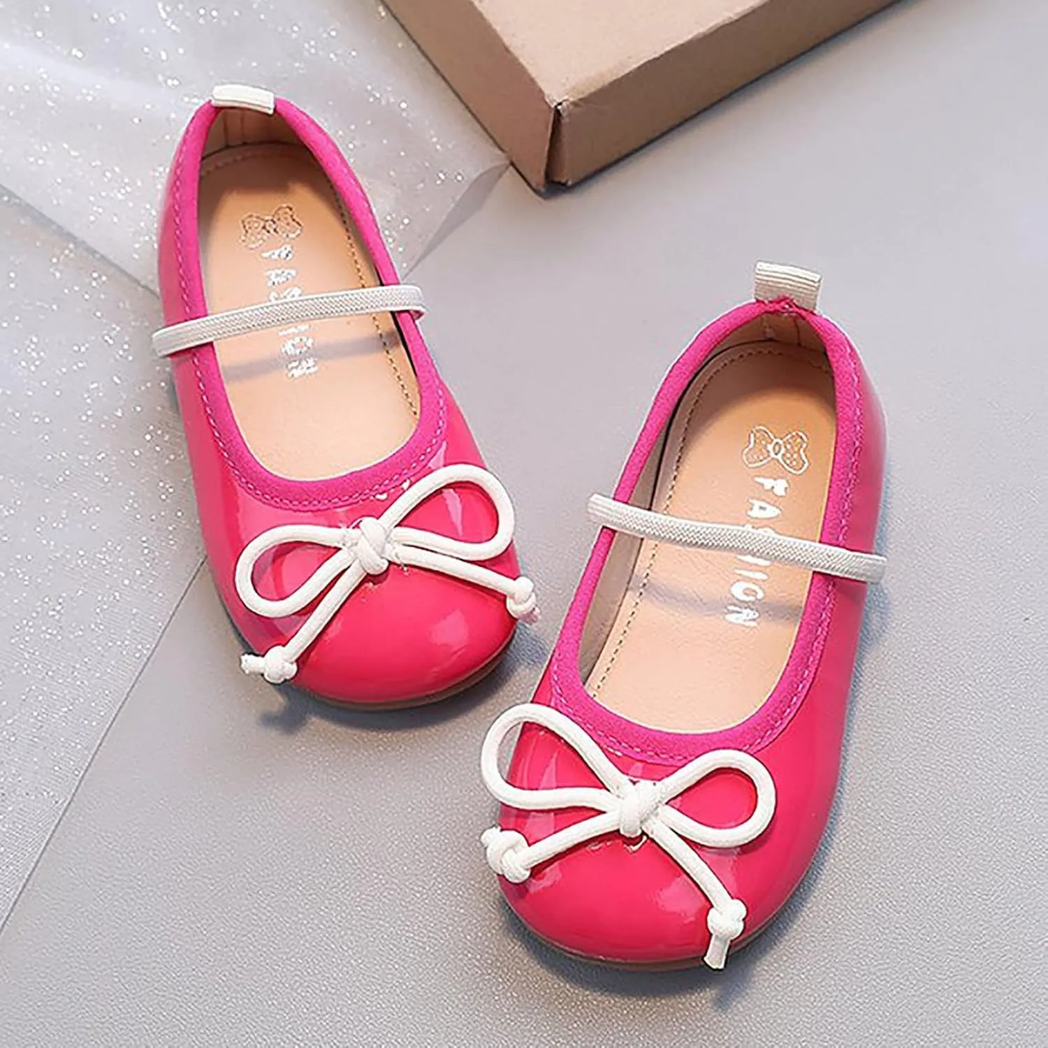 Little Girl Mary Jane Dress Shoes Toddler Girls School Shoes Soft Sole Non Slip Faux Leather Shoes Bowknot Flats