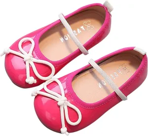 Little Girl Mary Jane Dress Shoes Toddler Girls School Shoes Soft Sole Non Slip Faux Leather Shoes Bowknot Flats