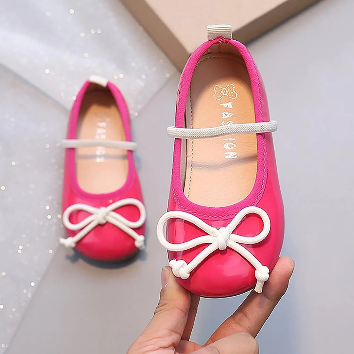 Little Girl Mary Jane Dress Shoes Toddler Girls School Shoes Soft Sole Non Slip Faux Leather Shoes Bowknot Flats