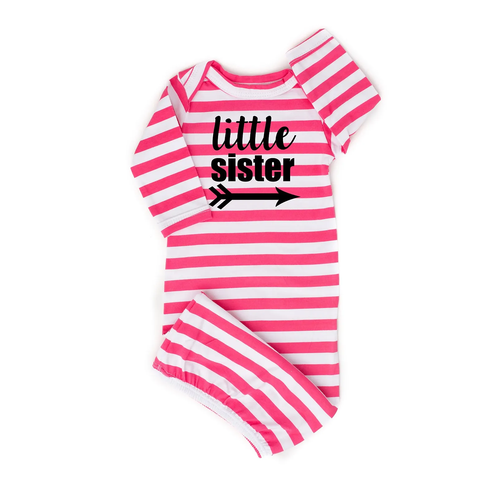 Little sister Handmade stripe gown - Pink