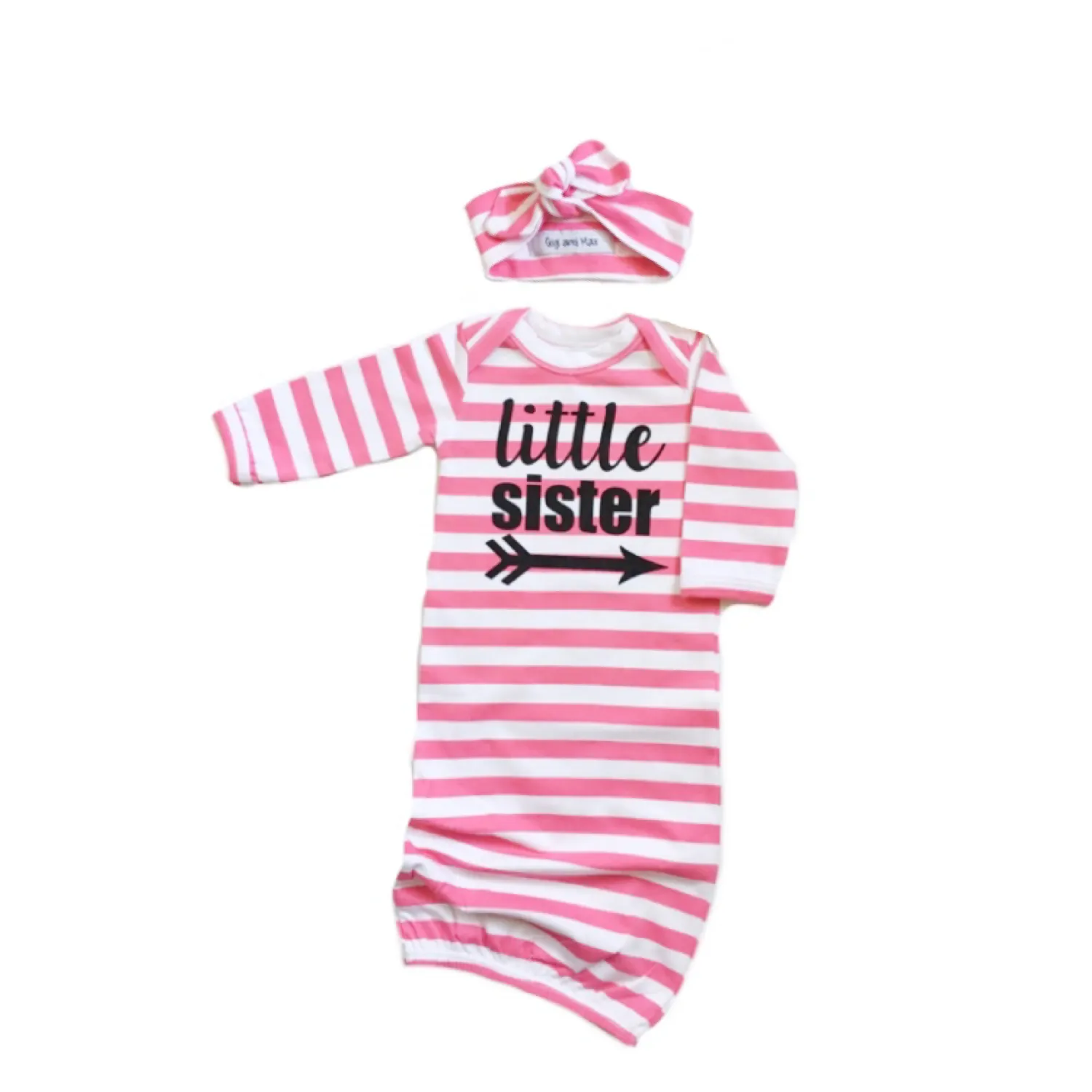 Little sister Handmade stripe gown - Pink