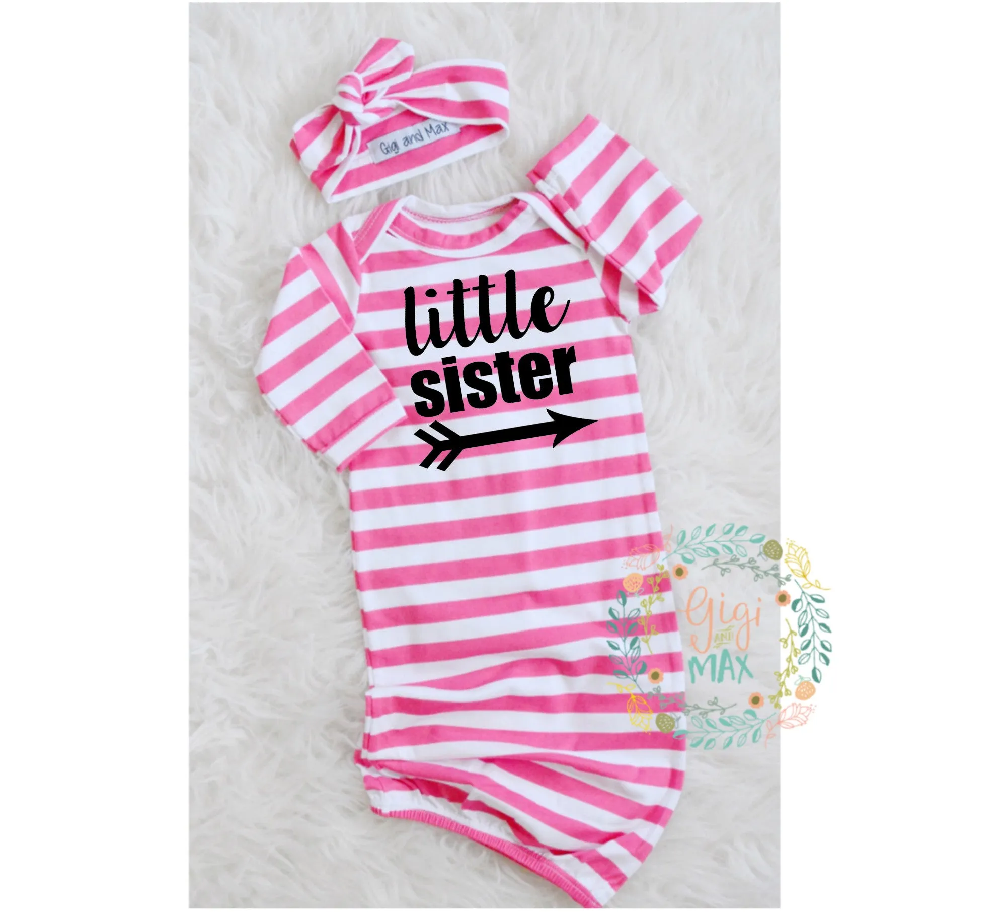 Little sister Handmade stripe gown - Pink