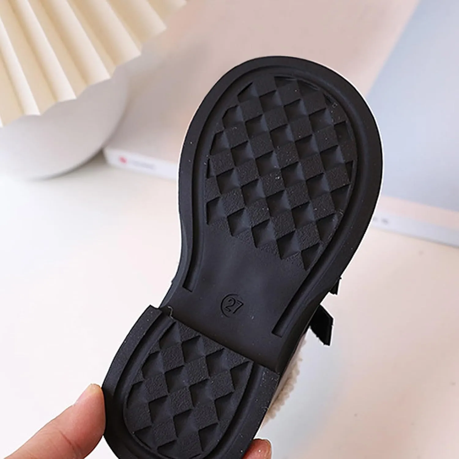 Little/Big Girls Fleece Plush PU Leather 𝗠occasin Loafers Kids Soft Sole Slip-On Outdoor Casual Comfortable Shoes