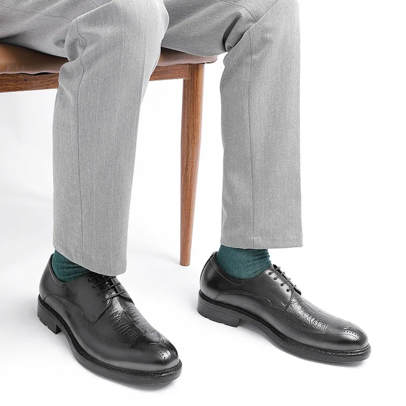 LuxeLeather Exotic Pattern Lace-up Oxford Shoes