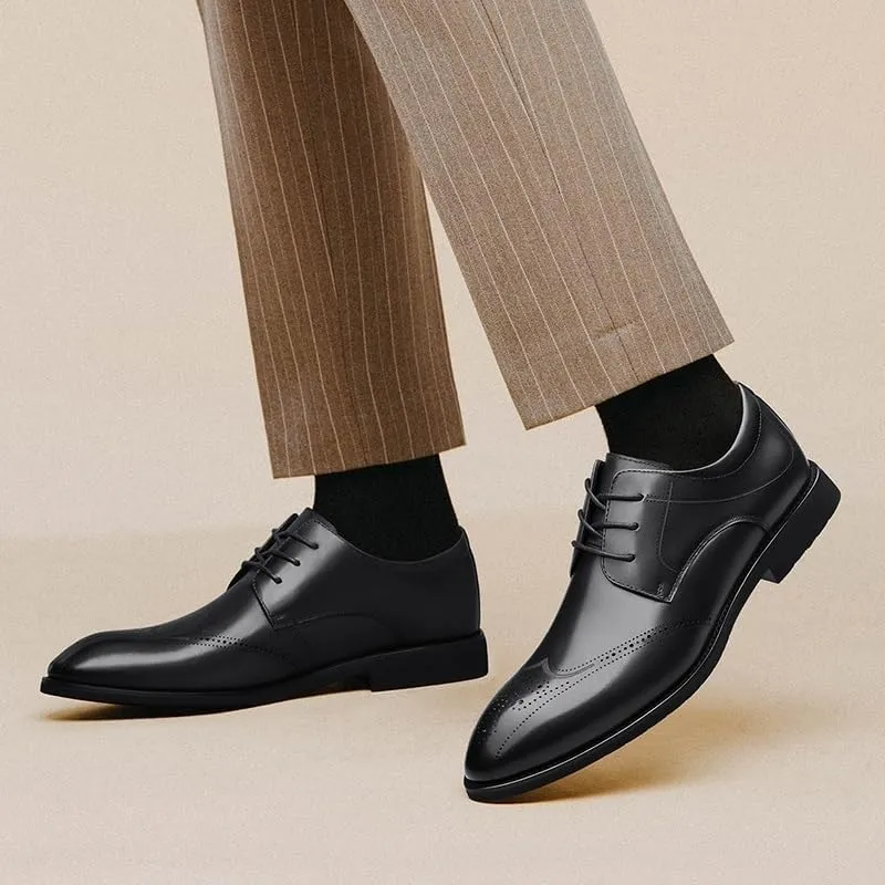 Men Dress Shoes, Handmade Brogue Style Party Leather Wedding Shoes Men Flats PU Leather Formal Shoes Breathable Business Loafers