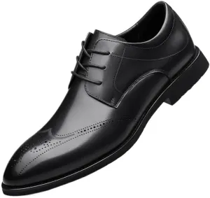 Men Dress Shoes, Handmade Brogue Style Party Leather Wedding Shoes Men Flats PU Leather Formal Shoes Breathable Business Loafers