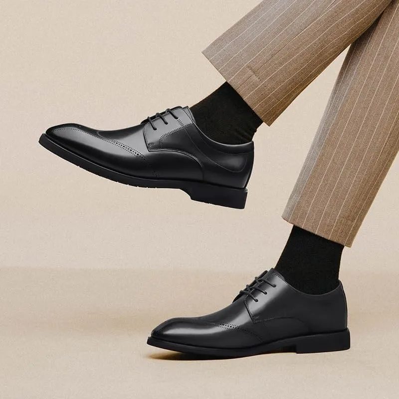 Men Dress Shoes, Handmade Brogue Style Party Leather Wedding Shoes Men Flats PU Leather Formal Shoes Breathable Business Loafers