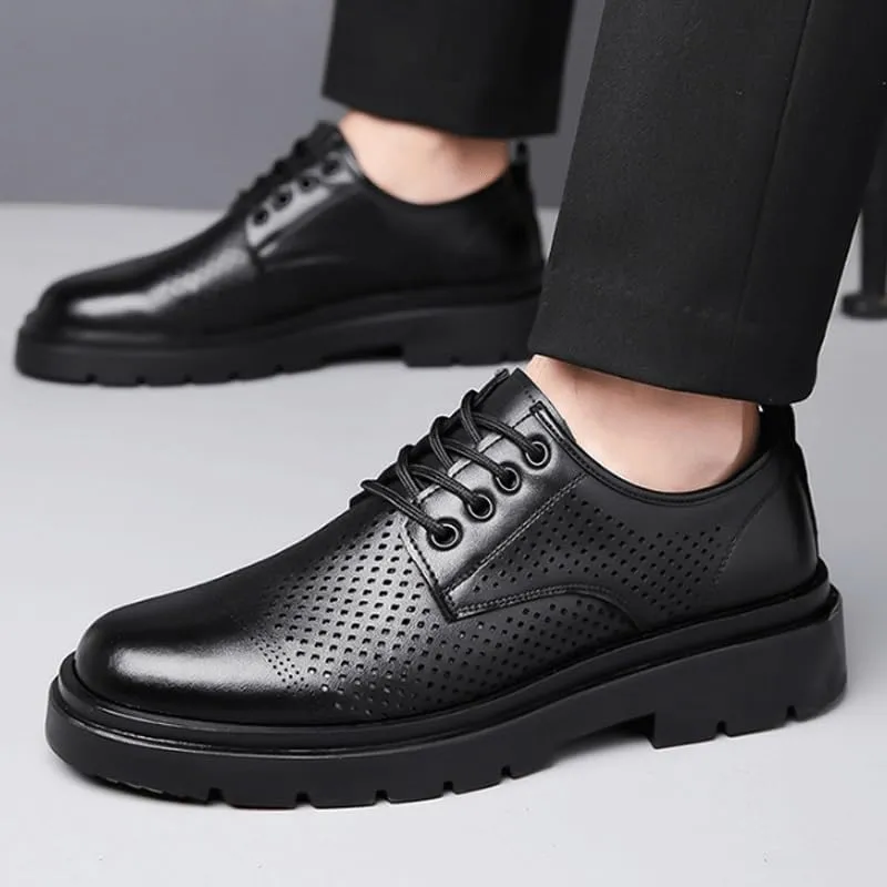 Men's Breathable Leather Wingtip Brogue Oxford Genuine Leather Business Brogue Handmade Formal Oxfords Shoe for Men