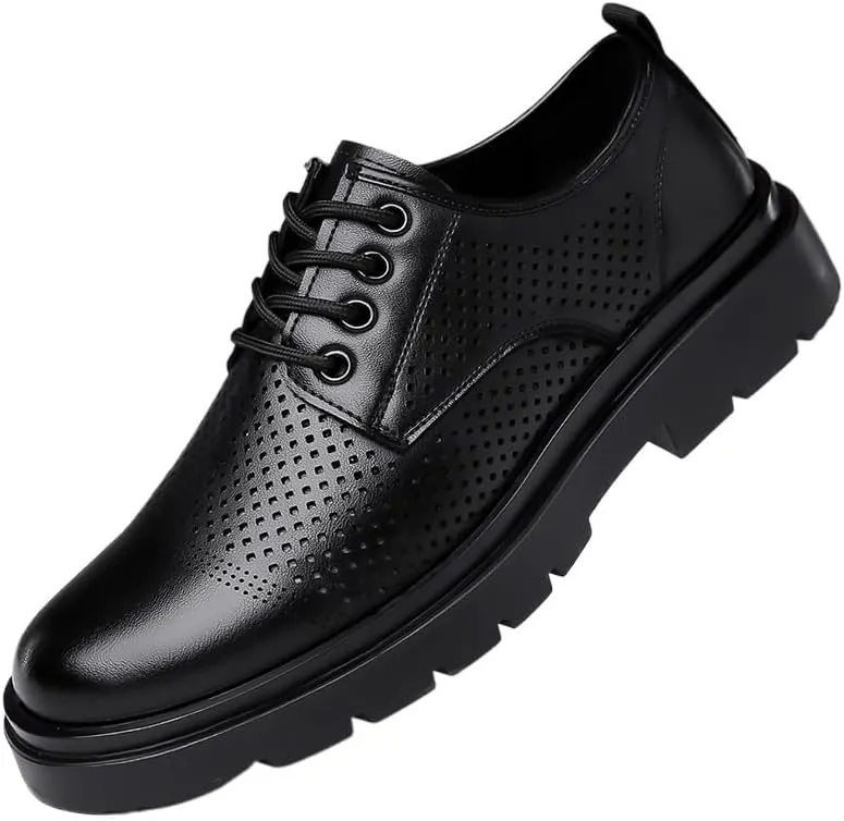 Men's Breathable Leather Wingtip Brogue Oxford Genuine Leather Business Brogue Handmade Formal Oxfords Shoe for Men