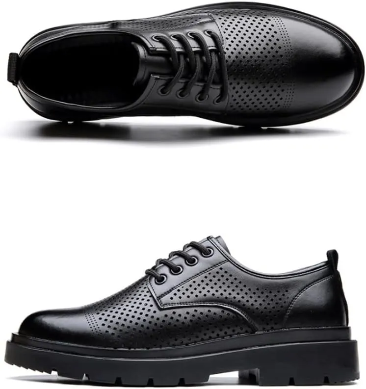 Men's Breathable Leather Wingtip Brogue Oxford Genuine Leather Business Brogue Handmade Formal Oxfords Shoe for Men