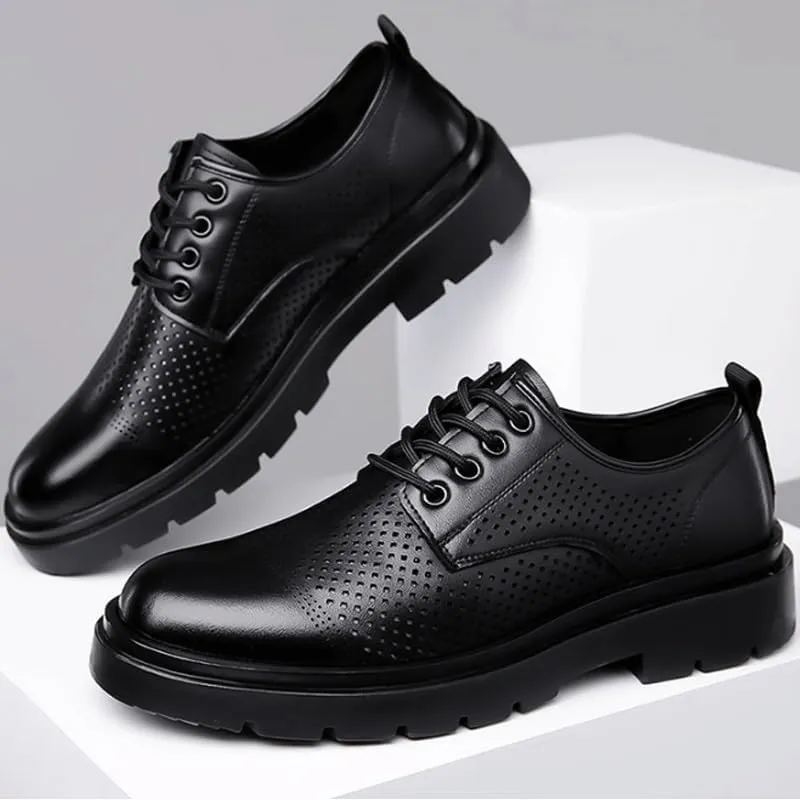 Men's Breathable Leather Wingtip Brogue Oxford Genuine Leather Business Brogue Handmade Formal Oxfords Shoe for Men