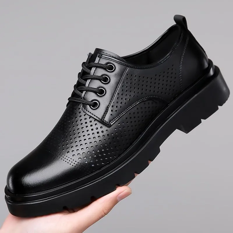 Men's Breathable Leather Wingtip Brogue Oxford Genuine Leather Business Brogue Handmade Formal Oxfords Shoe for Men