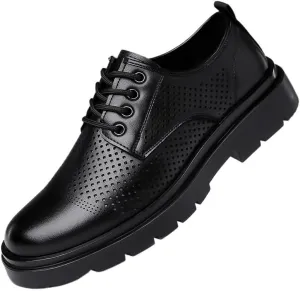 Men's Breathable Leather Wingtip Brogue Oxford Genuine Leather Business Brogue Handmade Formal Oxfords Shoe for Men