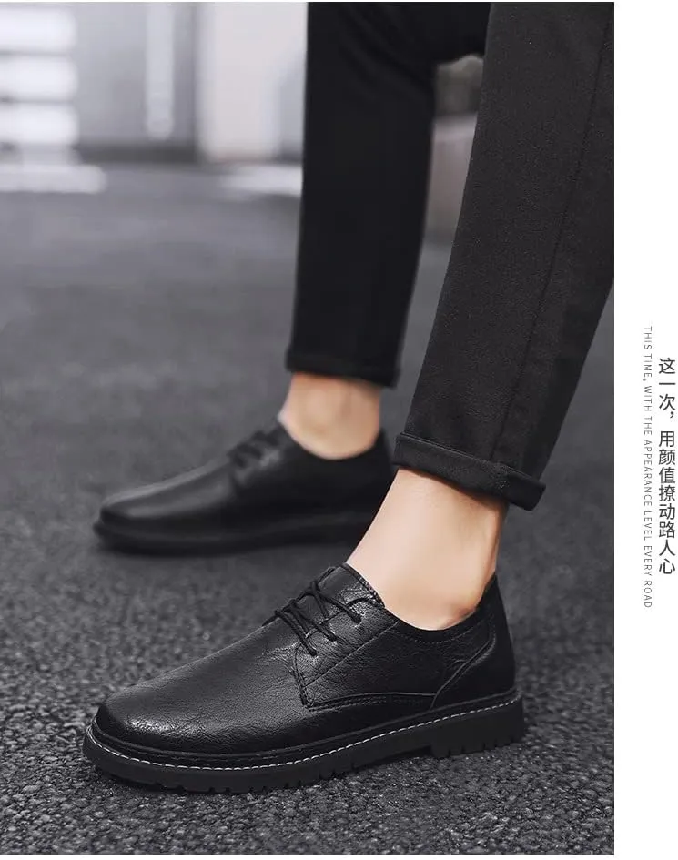 Men's Casual Premium Genuine Leather Lace-up Slip-On Oxford Shoes,Hand-Sewn Lightweight Dress Comfort Leather Shoes