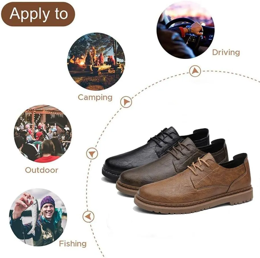 Men's Casual Premium Genuine Leather Lace-up Slip-On Oxford Shoes,Hand-Sewn Lightweight Dress Comfort Leather Shoes