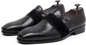 Men's Dress Leather Shoes Formal Oxford Shoes for Men Round Toe Casual Business Leather Shoes Comfortable Wedding Shoes Slip On Leather Driving Shoes,Black,7.5US/40EU