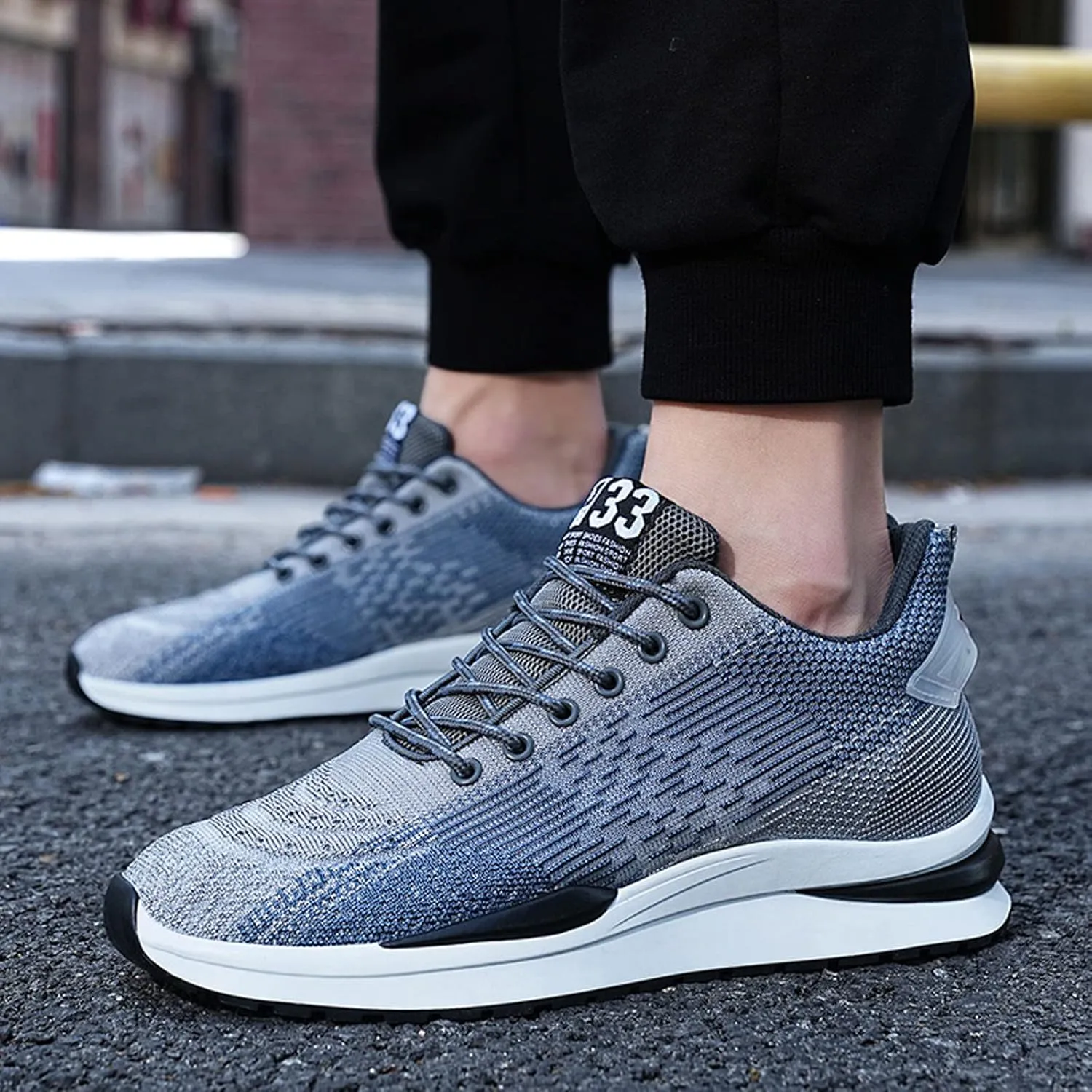 Men's Elevator Shoes Invisible Height Increase Sporty Sneakers Casual Lace Up Shoes Make You Taller Hight - 6cm / 2.36 Inches - Hidden Heel