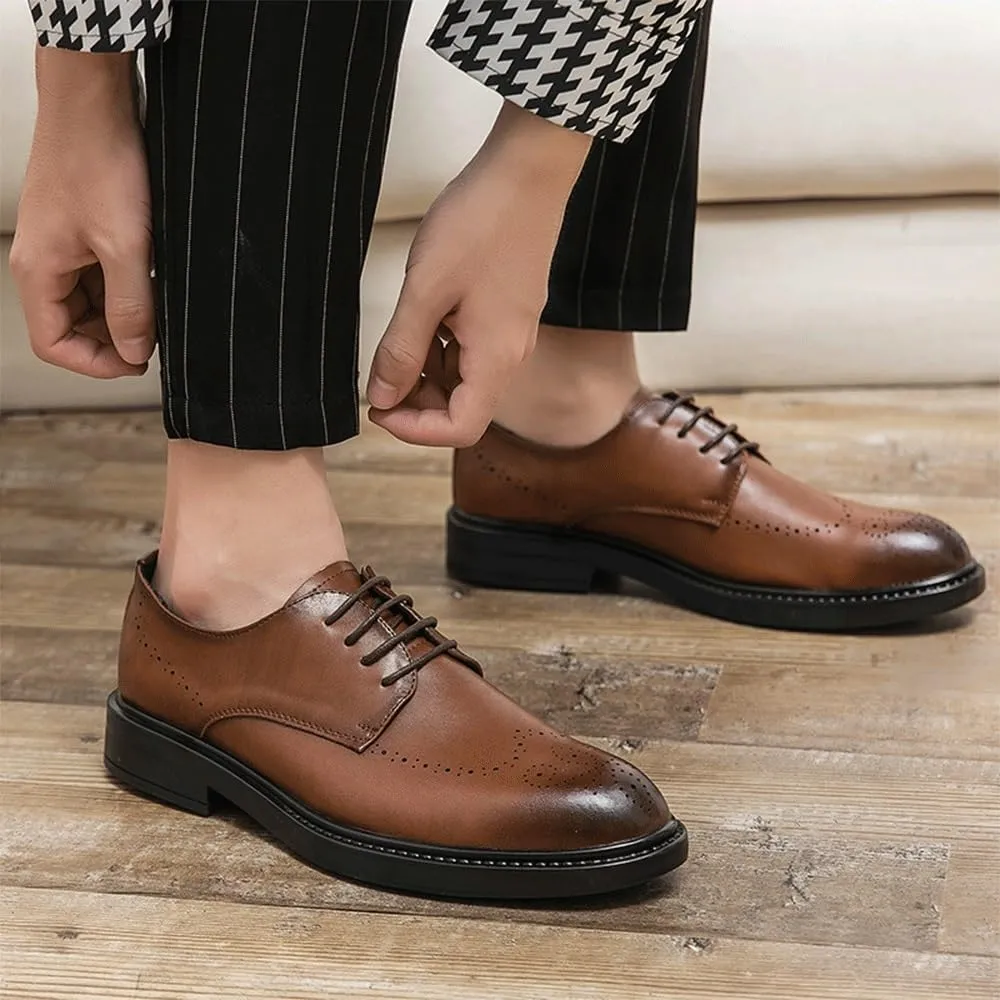 Men's Oxford Dress Shoes  Patent Leather Lace-Up Shoes for Business, Wedding, Party, Retro & Fashionable Leather Oxfords