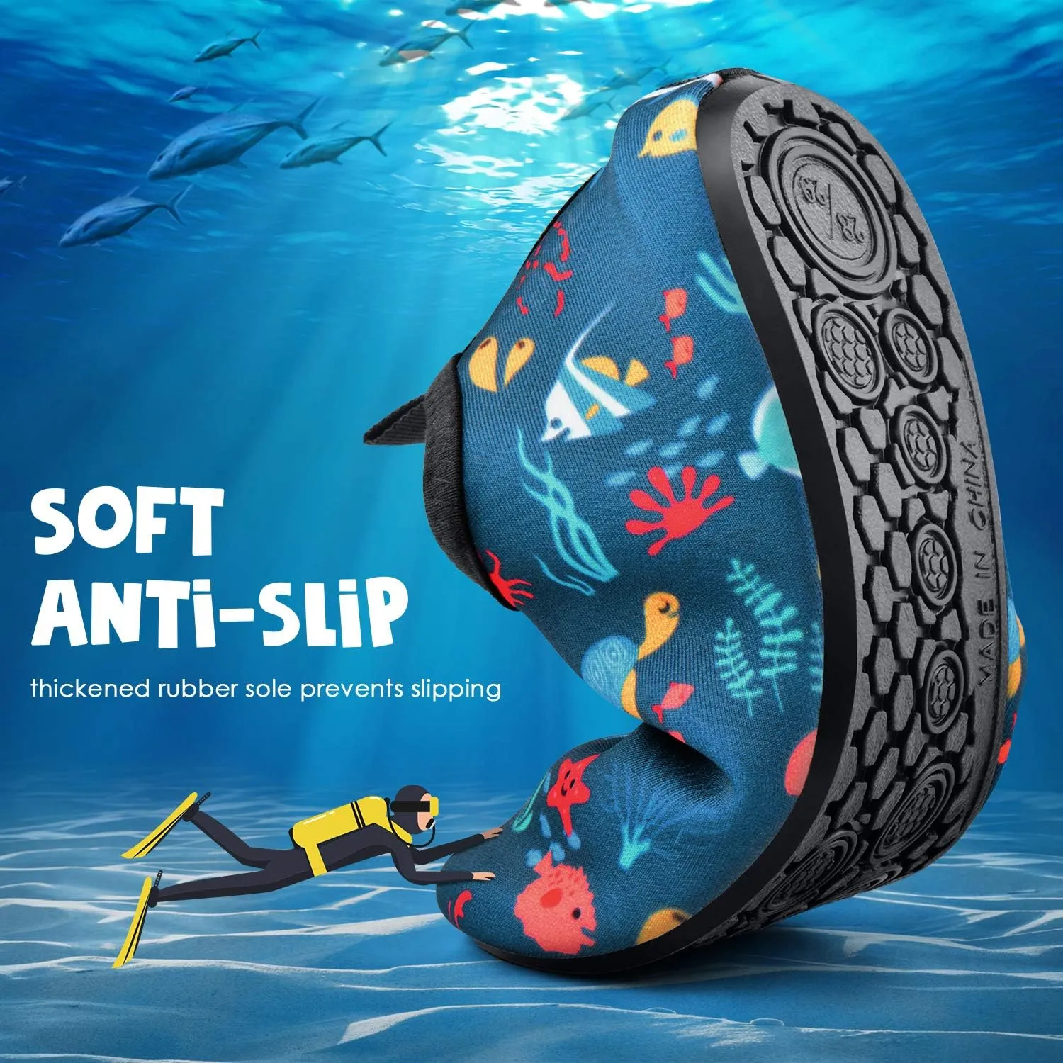 Sunnywoo Water Shoes for Kids Girls Boys，Toddler Kids Swim Water Shoes Quick Dry Non-Slip Water Skin Barefoot Sports Shoes Aqua Socks for Beach Outdoor Sports