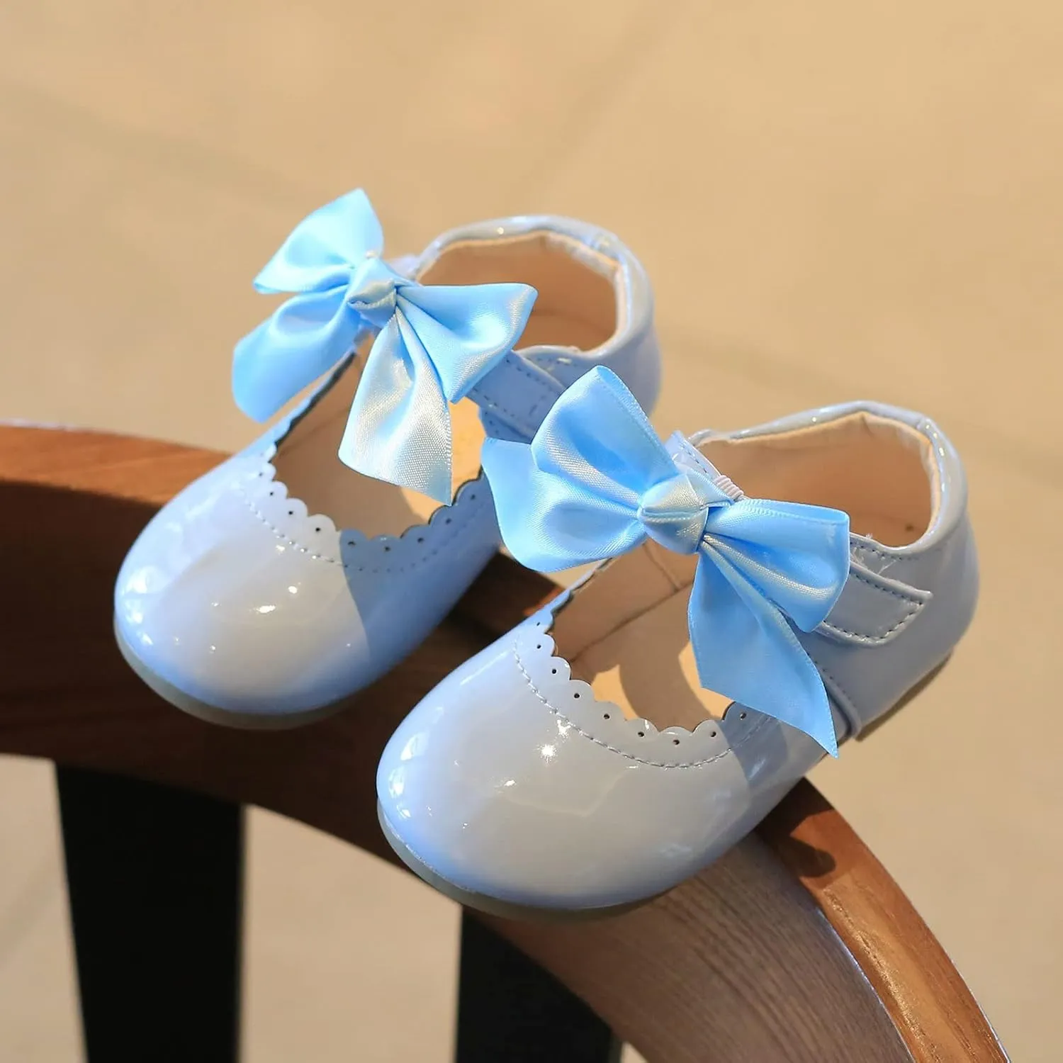 Toddler Girls Patent Bow Mary Jane Ballet Flats Flower Girl Dress Shoes Wedding Party School Shoes Baby Church Shoes