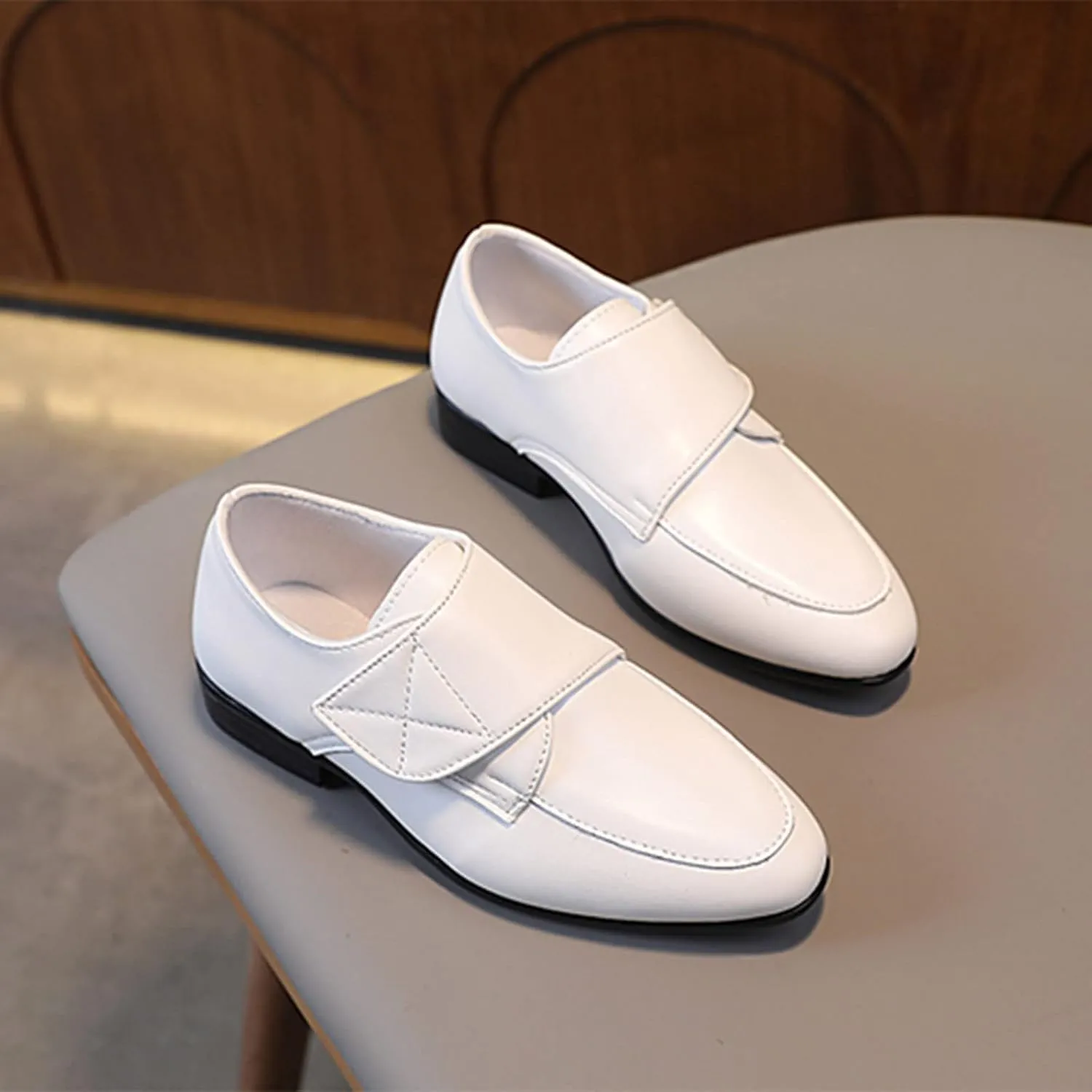 Toddler Girls Sneakers Fashion Children Boys Leather Shoes Pointed Low Heel Solid Color Hook Loop No Heels Sport Shoes