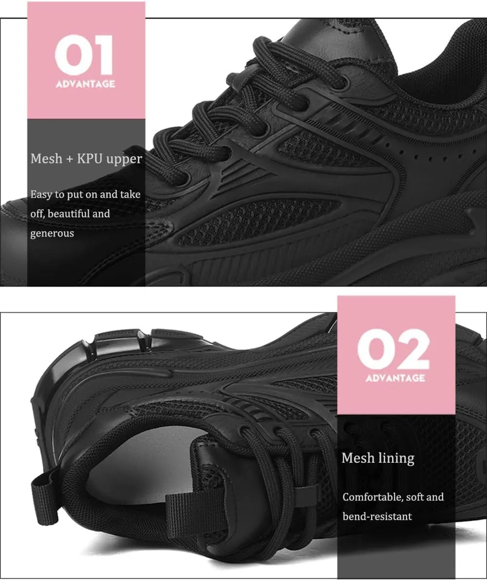 Women's Fashion Sneakers, Casual Trainers with Platform, Breathable Mesh and Stylish Design for Comfortable Sporty Look,Black-39
