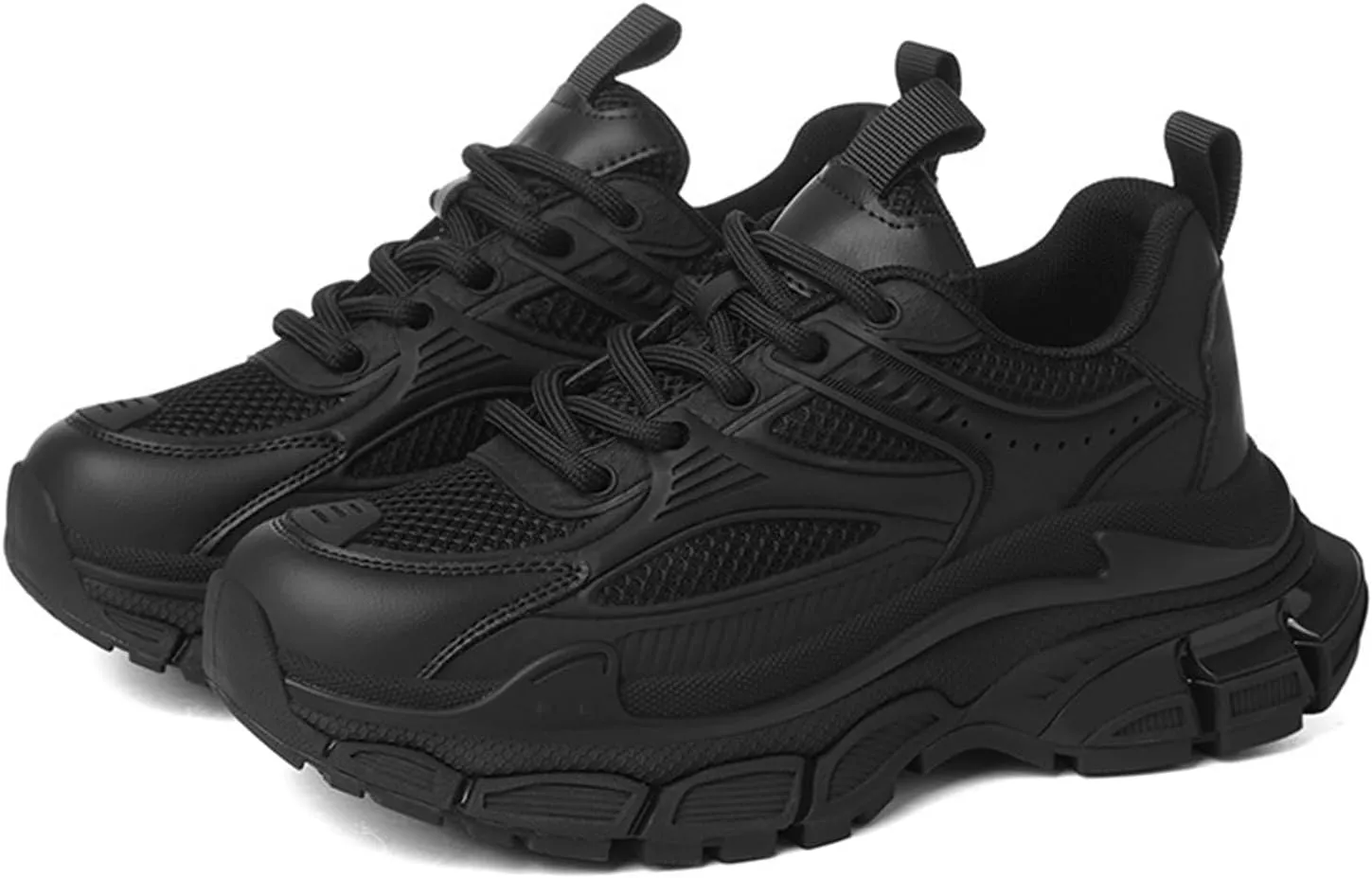 Women's Fashion Sneakers, Casual Trainers with Platform, Breathable Mesh and Stylish Design for Comfortable Sporty Look,Black-39